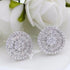 Baguette 18K White Gold Plated Round Cut Cubic Zircon Men Women Cluster Earrings